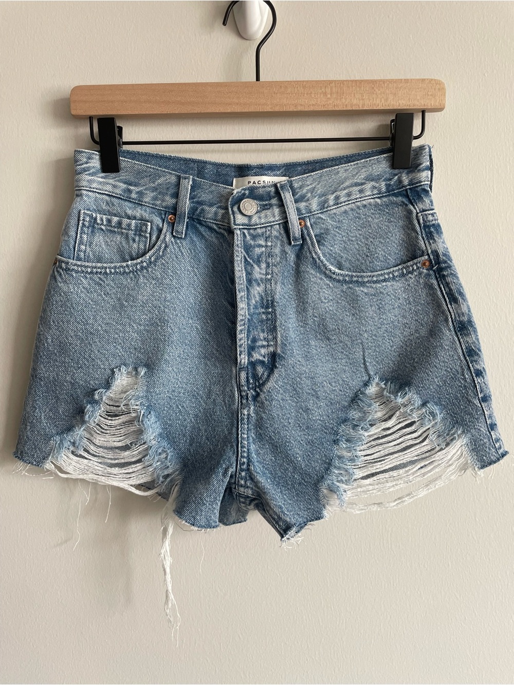Pacsun vintage high rise jean shorts jorts distressing cut offs summer 26